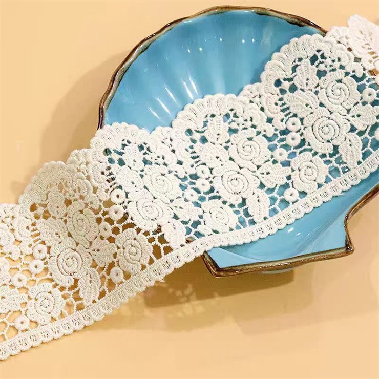 Hot selling7cm wide white French decal fabric bridal dress accessories with decorative crafts sewing bride's wedding stickers