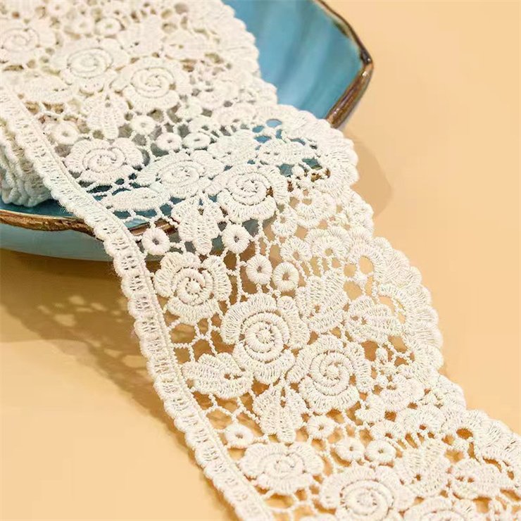 Hot selling7cm wide white French decal fabric bridal dress accessories with decorative crafts sewing bride's wedding stickers