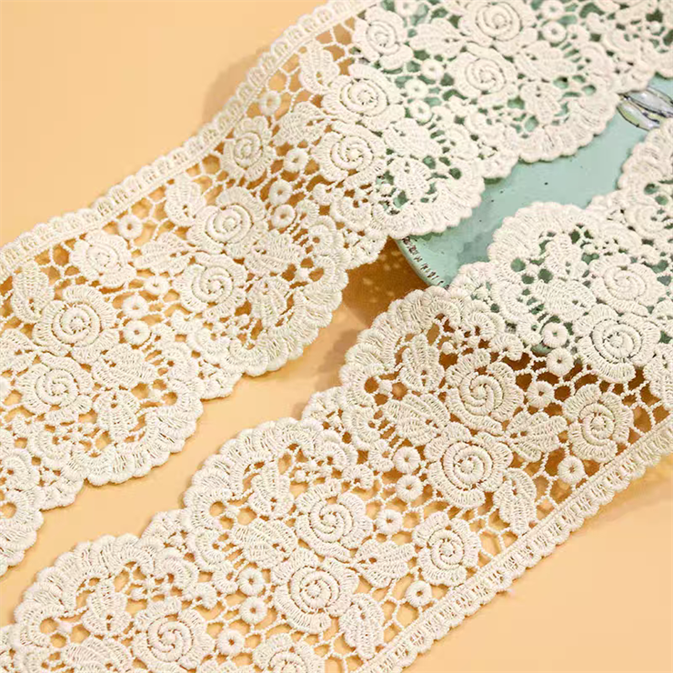 Hot selling7cm wide white French decal fabric bridal dress accessories with decorative crafts sewing bride's wedding stickers
