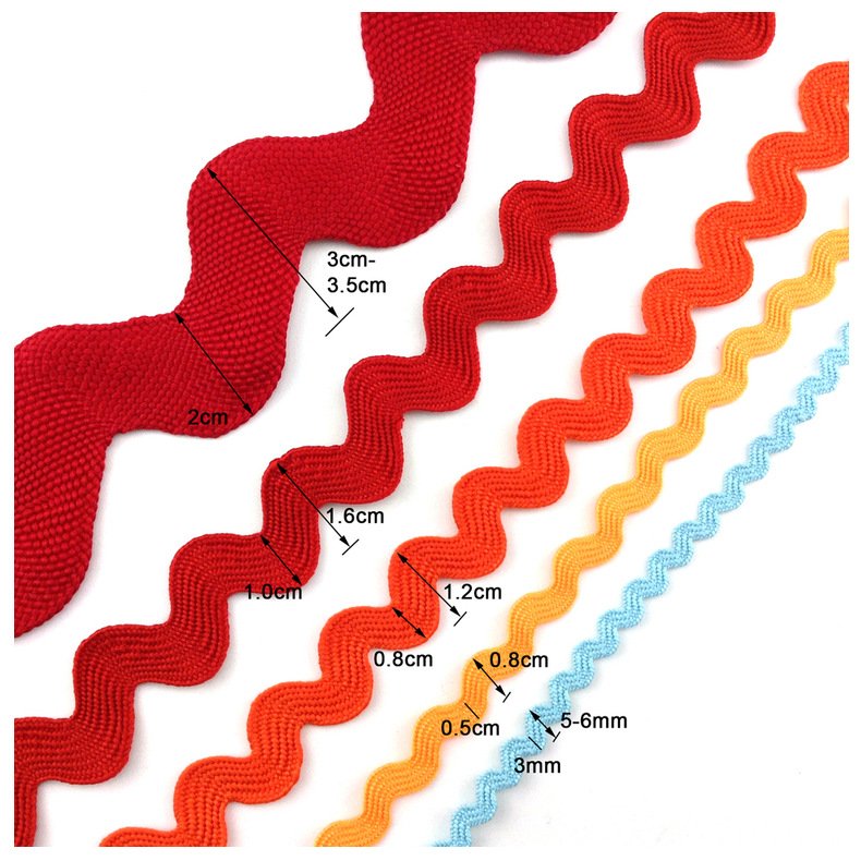 3MM colorful ric rac ribbon tape zig zag lace trimming ric rac trimming for clothing dress, bag shoes DIY accessories