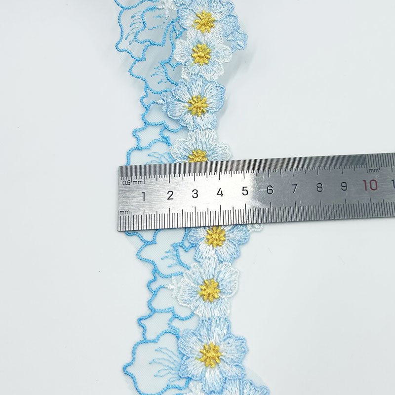 Fancy width 6cm embroidery necklace Water Soluble Lace Trimming 2 tone Polyester tulle Lace ribbon for dress