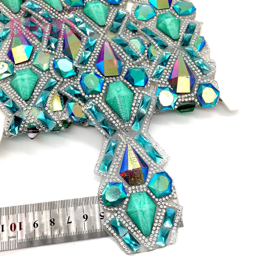 Carnival Dress Rhinestone Applique Rhinestone Trim Crystal Hot Fix Trimming Banding Chain Resin Iron On