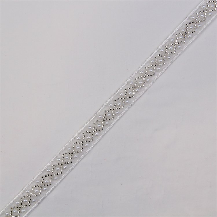 Manufacturer Handmade Pearl Tassel Bridal Lace Clothing Decorative Lace Accessories Black Beaded Lace Trim