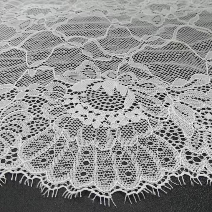 24 cm White Women's Customized Size Nylon Spandex Tulle Stretch Lace Trimming Decorative Lace Trim Underwear Flower Decoration