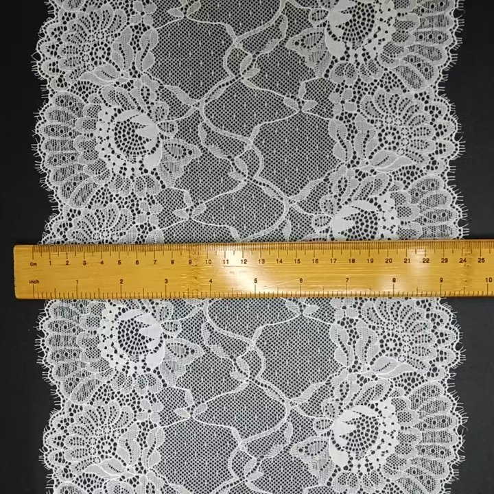 24 cm White Women's Customized Size Nylon Spandex Tulle Stretch Lace Trimming Decorative Lace Trim Underwear Flower Decoration