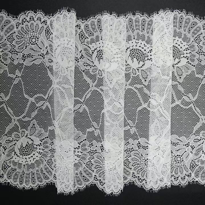 24 cm White Women's Customized Size Nylon Spandex Tulle Stretch Lace Trimming Decorative Lace Trim Underwear Flower Decoration