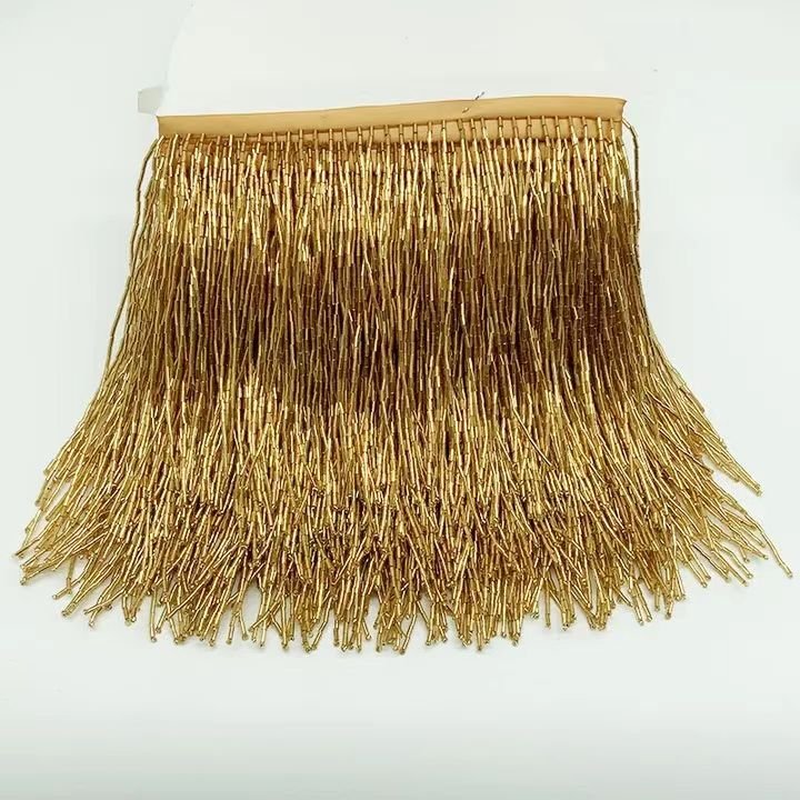 Handmade Corner Beads Fringe Lace Custom Multi-color Pendant Heavy Beaded Tassel Trim