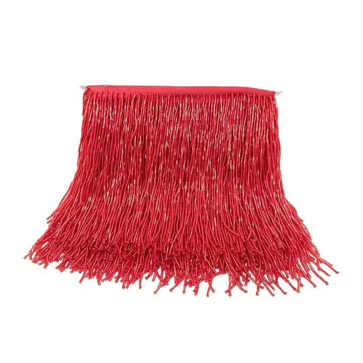 Handmade Corner Beads Fringe Lace Custom Multi-color Pendant Heavy Beaded Tassel Trim