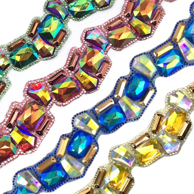 Handmade Iridescent Resin Rhinestone Trims over 100 Designs Stock Carnival Costumes & Evening Wedding Dress Accessories