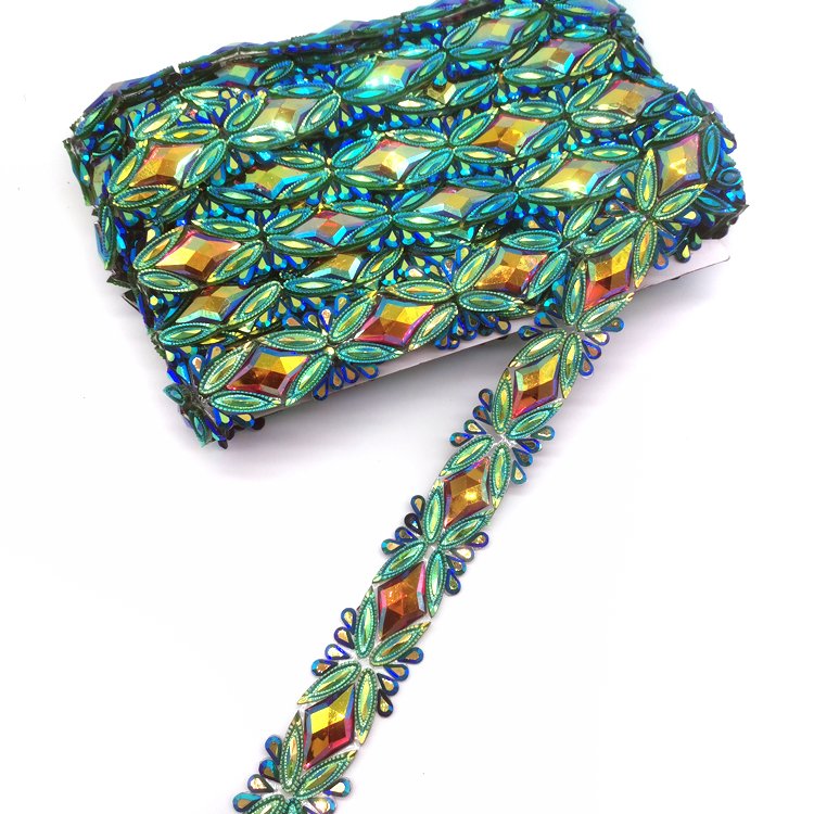 Handmade Iridescent Resin Rhinestone Trims over 100 Designs Stock Carnival Costumes & Evening Wedding Dress Accessories