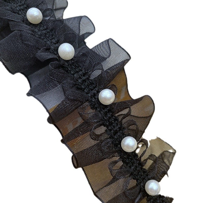 Luxury Wedding Dress Gown Decoration Organza Bead Pearl Trims Lace Trim For Clothing