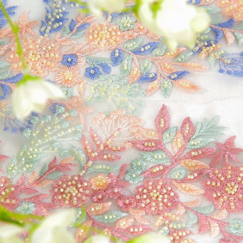 New design colourful custom heavy beaded border lace trimming