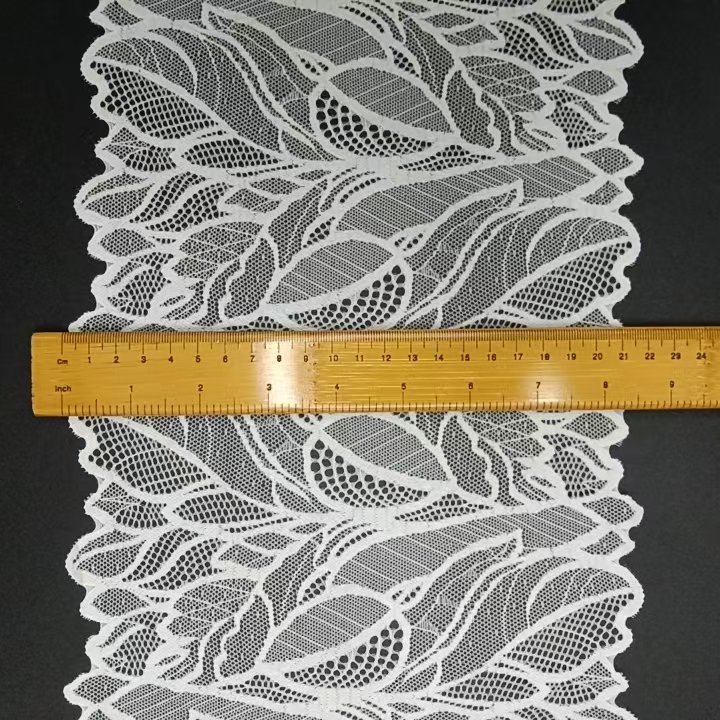 21.5 CM New Design White Voile Nylon Spandex Lace Knitted Fabric Material for Women's Underwear Roll Stretch Lace Trim
