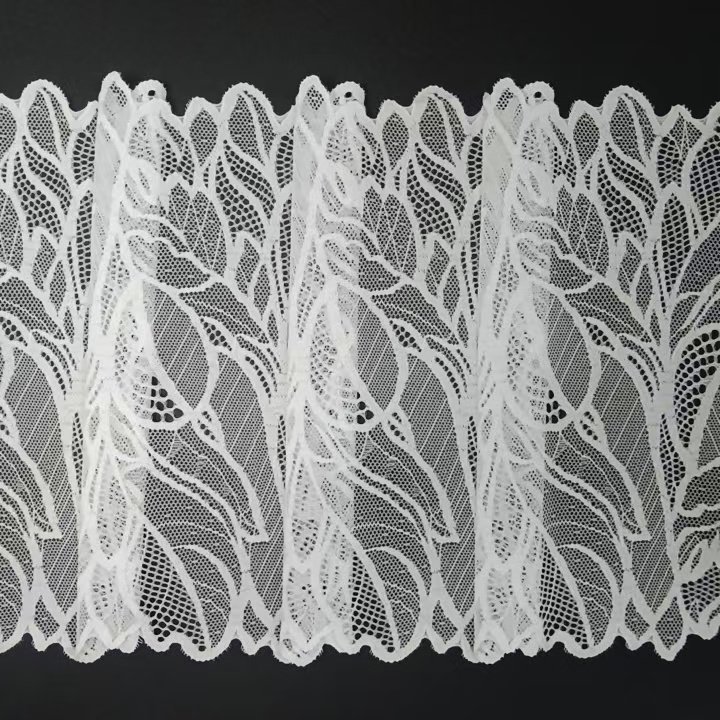 21.5 CM New Design White Voile Nylon Spandex Lace Knitted Fabric Material for Women's Underwear Roll Stretch Lace Trim