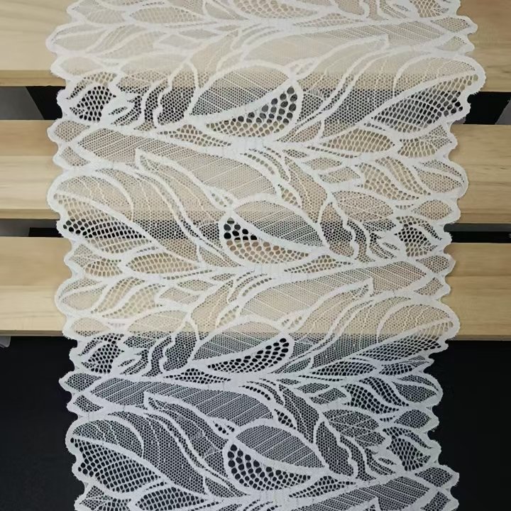 21.5 CM New Design White Voile Nylon Spandex Lace Knitted Fabric Material for Women's Underwear Roll Stretch Lace Trim