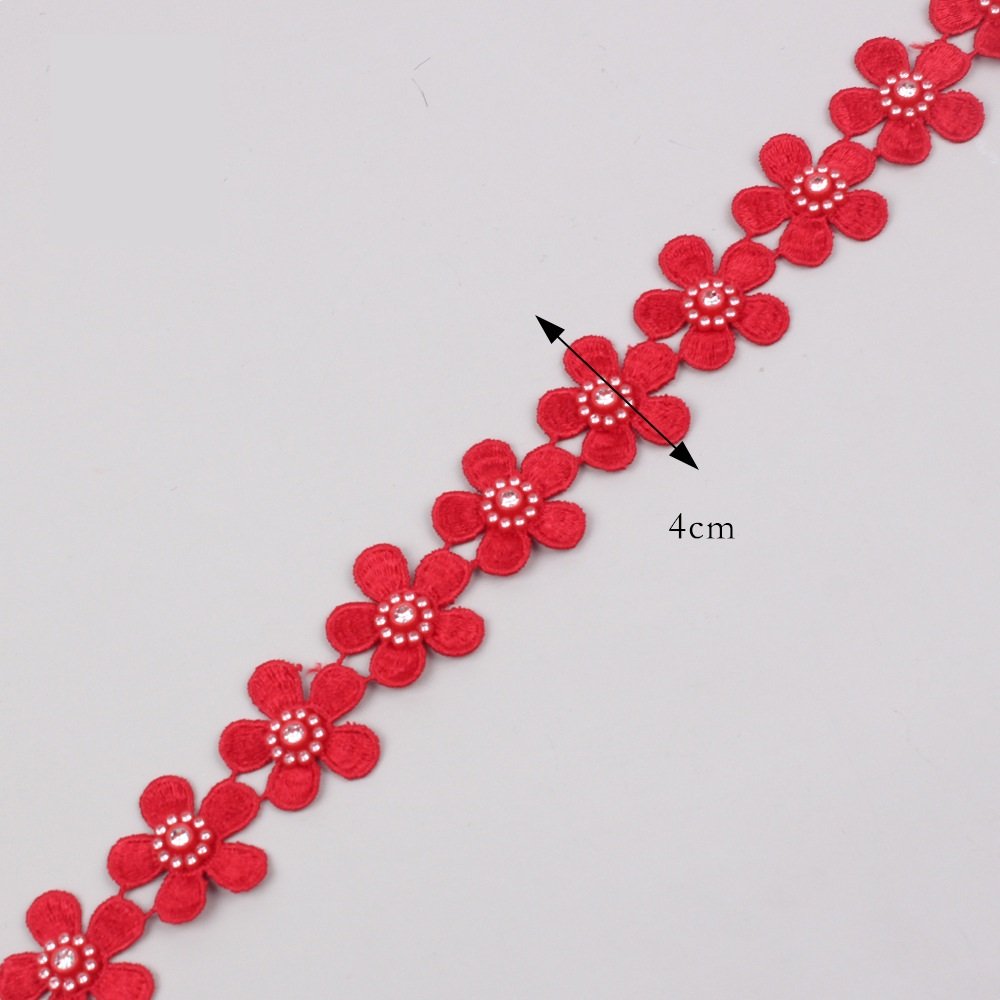 Colorful Flowers Lace Embroidered Lace Trim Wedding Fabric Garment Accessories