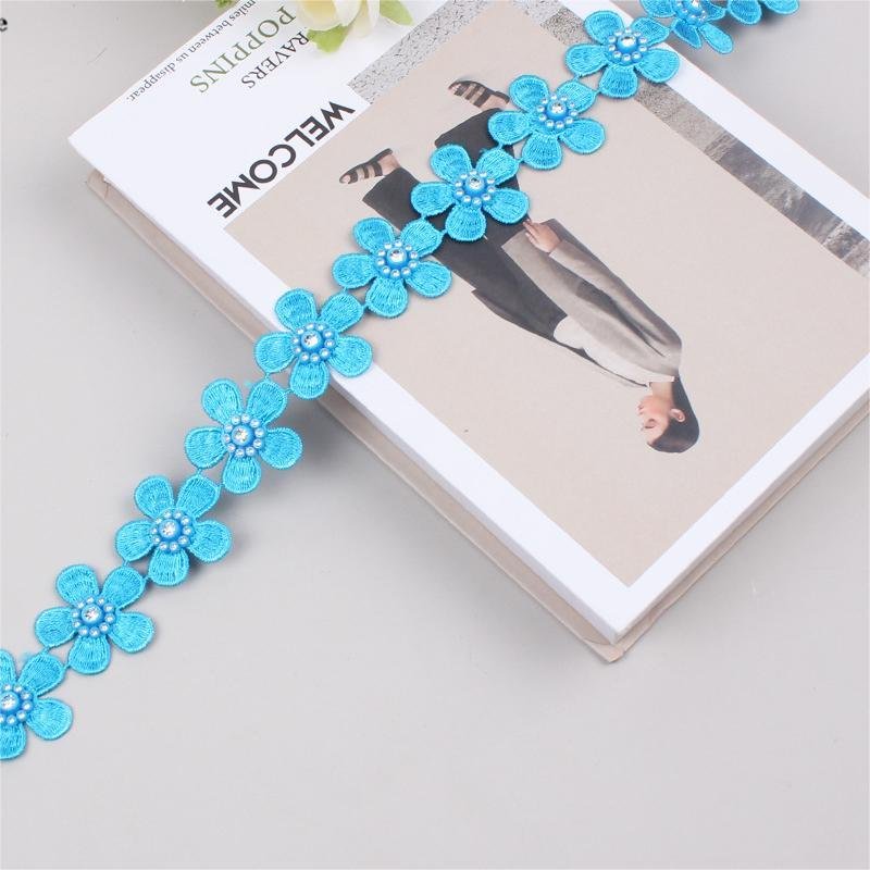 Colorful Flowers Lace Embroidered Lace Trim Wedding Fabric Garment Accessories
