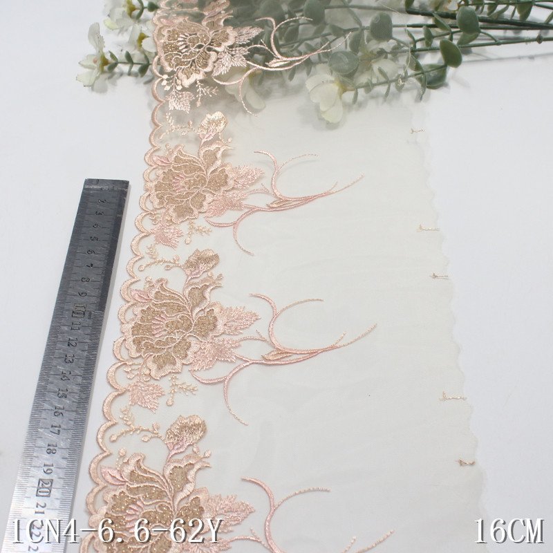 Wholesale Mesh Unilateral Retro Silver Thread Flower Embroidery Lace Trim for Clothes Underwear Dress Fabrical Multi Colors