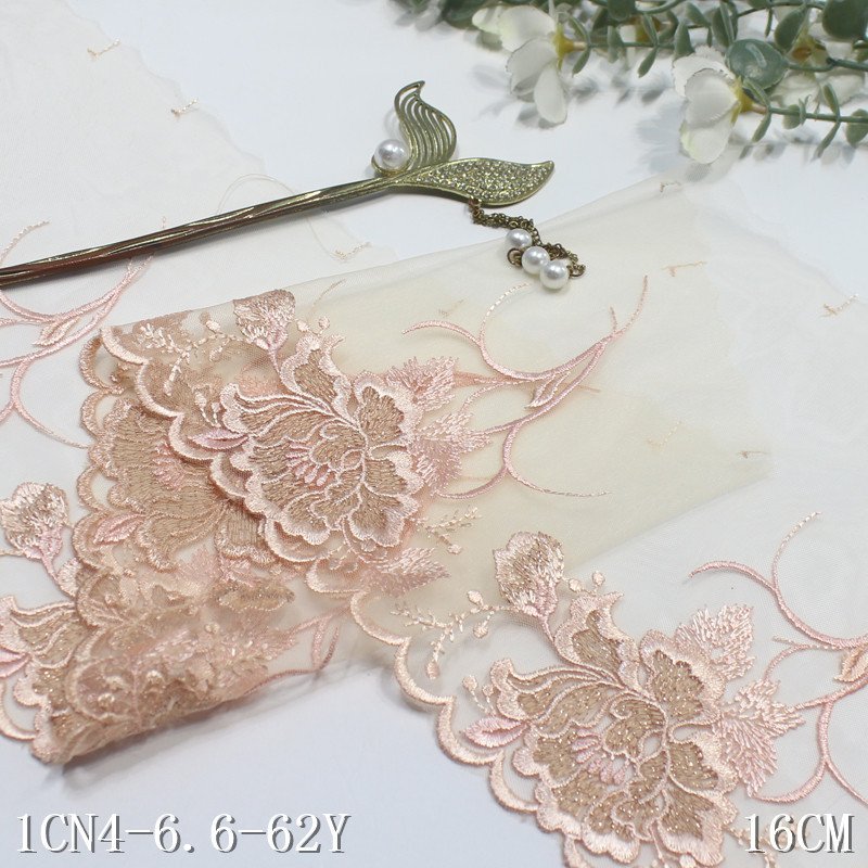Wholesale Mesh Unilateral Retro Silver Thread Flower Embroidery Lace Trim for Clothes Underwear Dress Fabrical Multi Colors