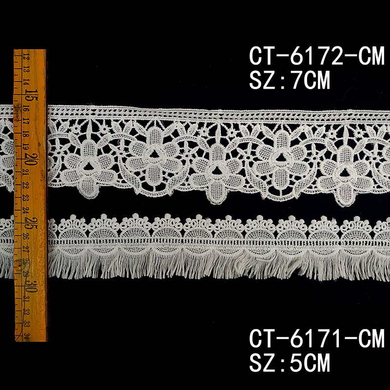 Garments manufacturer elastic band trim lace wide lace flower border crochet fabric embroidery trim sequin