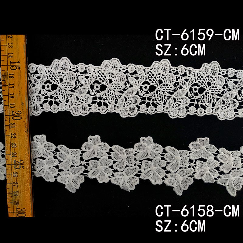 Garments manufacturer elastic band trim lace wide lace flower border crochet fabric embroidery trim sequin