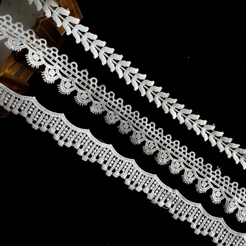 Garments manufacturer elastic band trim lace wide lace flower border crochet fabric embroidery trim sequin