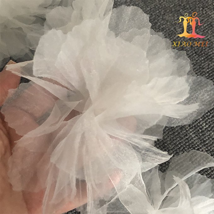 Wholesale cheap 3d flower organza lace trimming for skirt