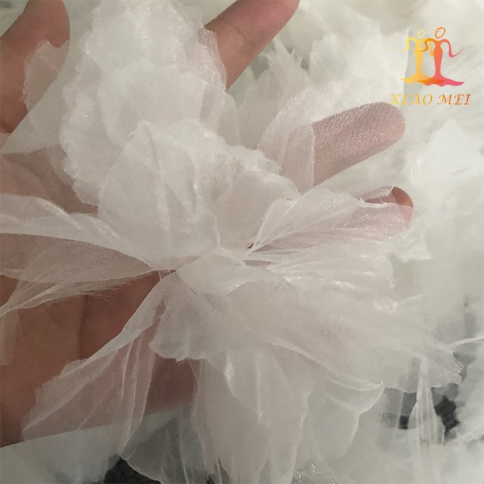Wholesale cheap 3d flower organza lace trimming for skirt