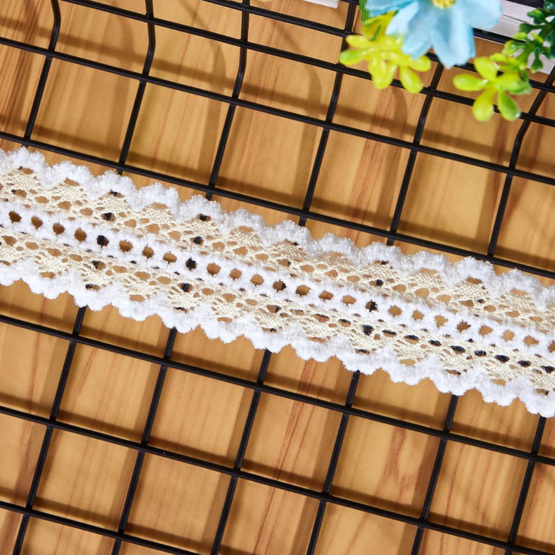 Wholesale White Elegant Stretch Lace Pierced 100% Cotton Fabric Crochet Lace Trimming Elastic Eyelet Embroidery Cotton Lace Trim