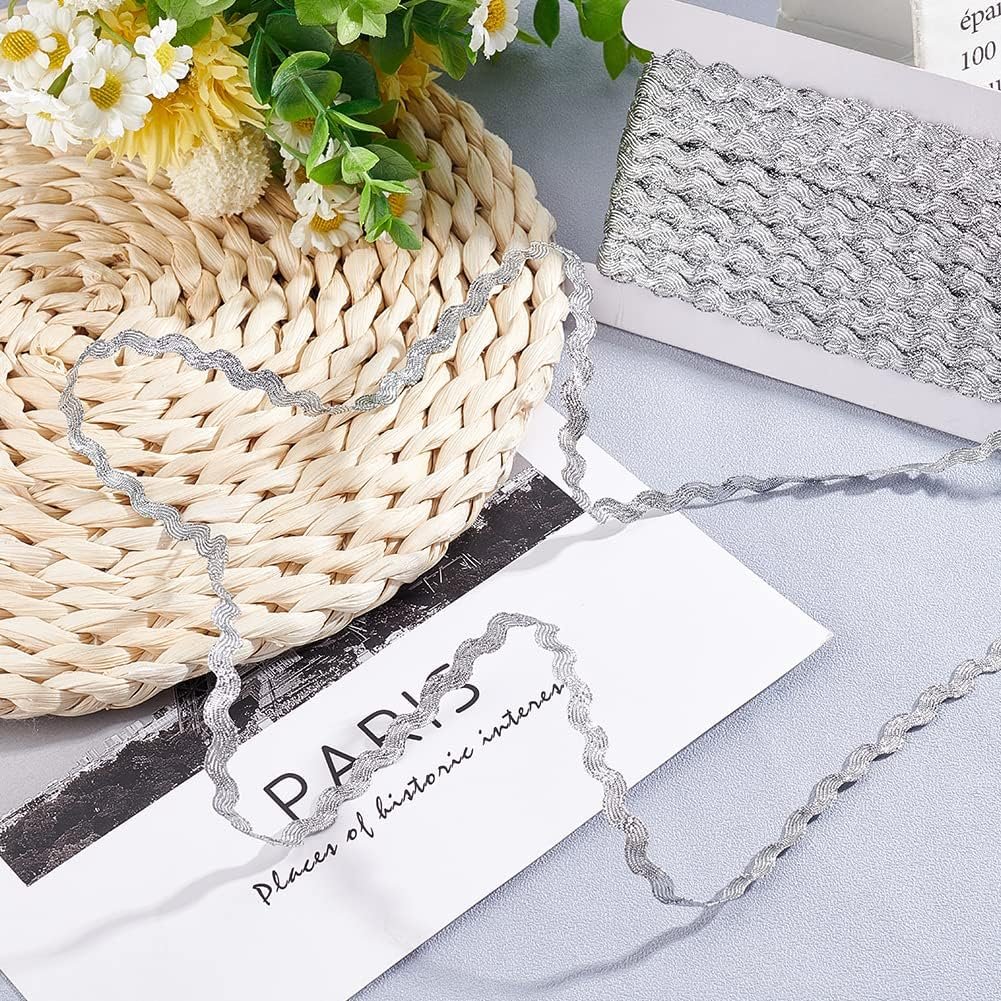 Custom 3mm 5mm 6mm 7mm 8mm 9mm 10mm 12mm 14mm 15mm Gold Silver RIC Rac Trim Ribbon Metallic Wave Sewing Bending Fringe Trim