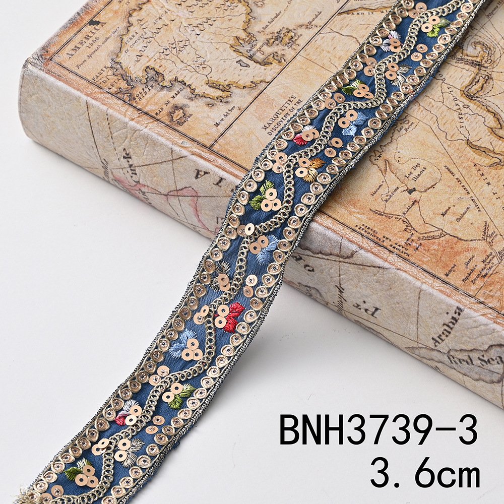 Wholesale High Quality Luxury Border Lace Trimming Ethnic Gold Cord Guipure Embroidery Lace Trim