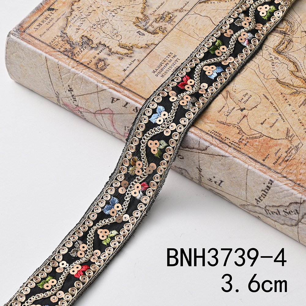 Wholesale High Quality Luxury Border Lace Trimming Ethnic Gold Cord Guipure Embroidery Lace Trim