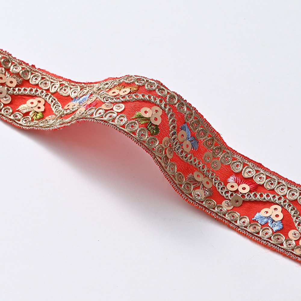 Wholesale High Quality Luxury Border Lace Trimming Ethnic Gold Cord Guipure Embroidery Lace Trim