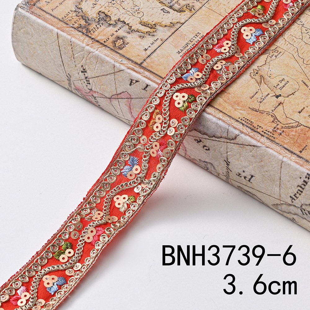 Wholesale High Quality Luxury Border Lace Trimming Ethnic Gold Cord Guipure Embroidery Lace Trim