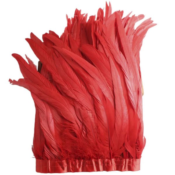 Hot sale Bleached dyed colorful Rooster tail feather fringe trim for carnival dresses accessories decoration
