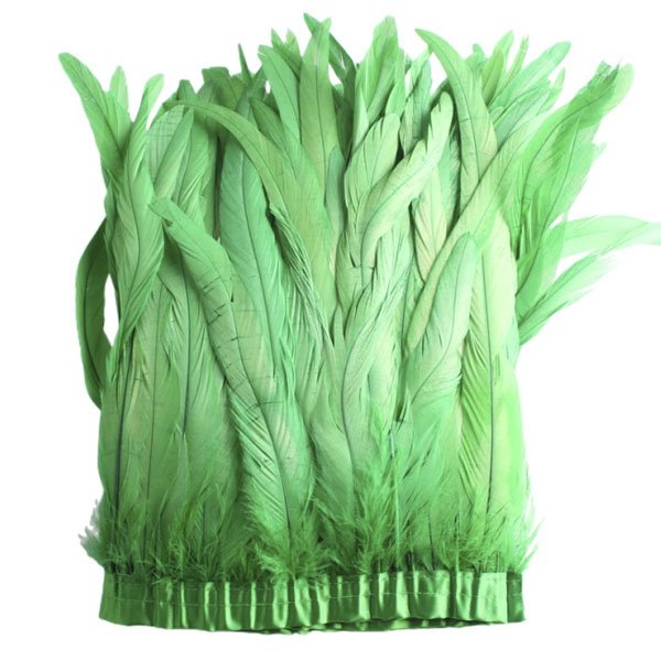 Hot sale Bleached dyed colorful Rooster tail feather fringe trim for carnival dresses accessories decoration