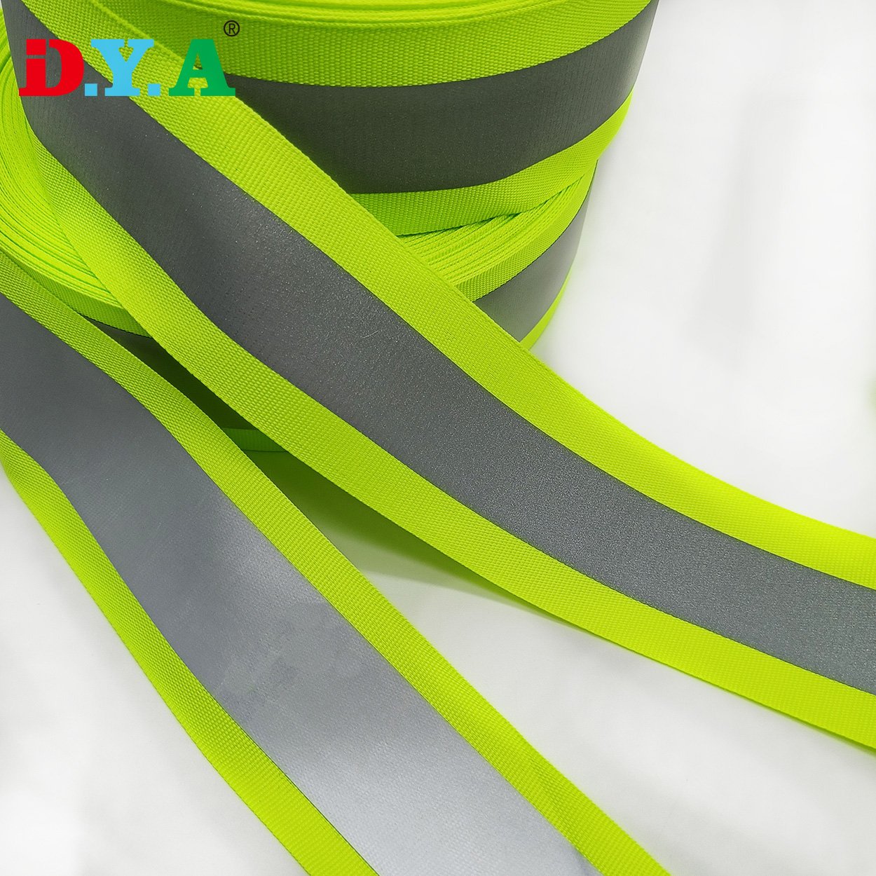 Reflective Warning Safety Clothing Trim Strip Sew on Polyester Fluorescent Green Reflective Webbing Tape For Sewing on Garment