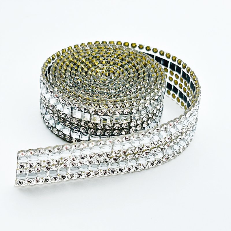 Tongshin Glittering Crystal Ribbon Rhinestone Strass Trimming Rhinestone Strip DIY Ironing Clothing Dress Decoration