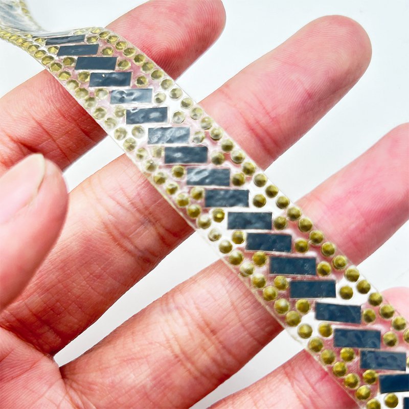 Tongshin Glittering Crystal Ribbon Rhinestone Strass Trimming Rhinestone Strip DIY Ironing Clothing Dress Decoration