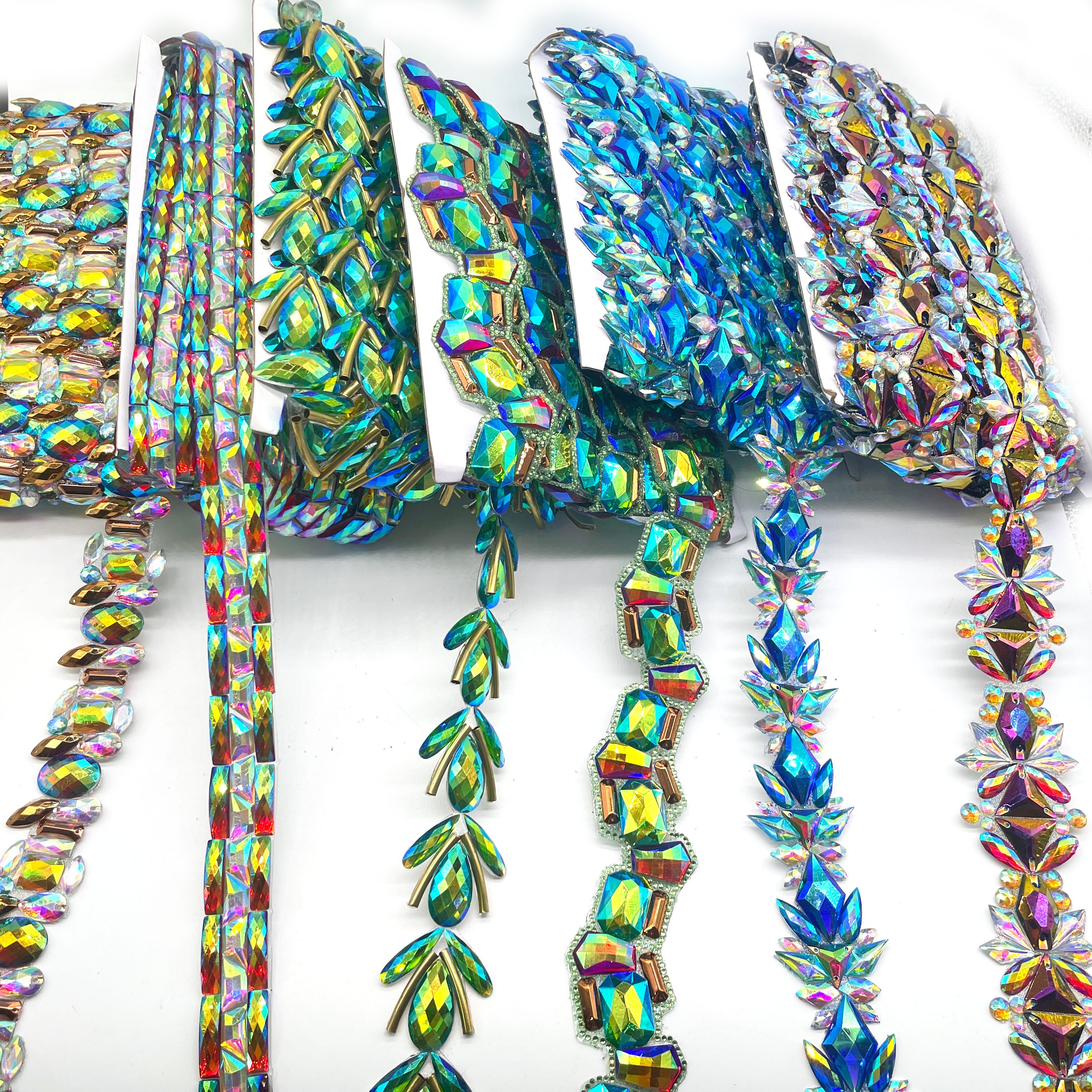 Crystal Rhinestone Trim & Hot Fix Applique on Roll for DIY Carnival Dresses Shoes Bags Clothes