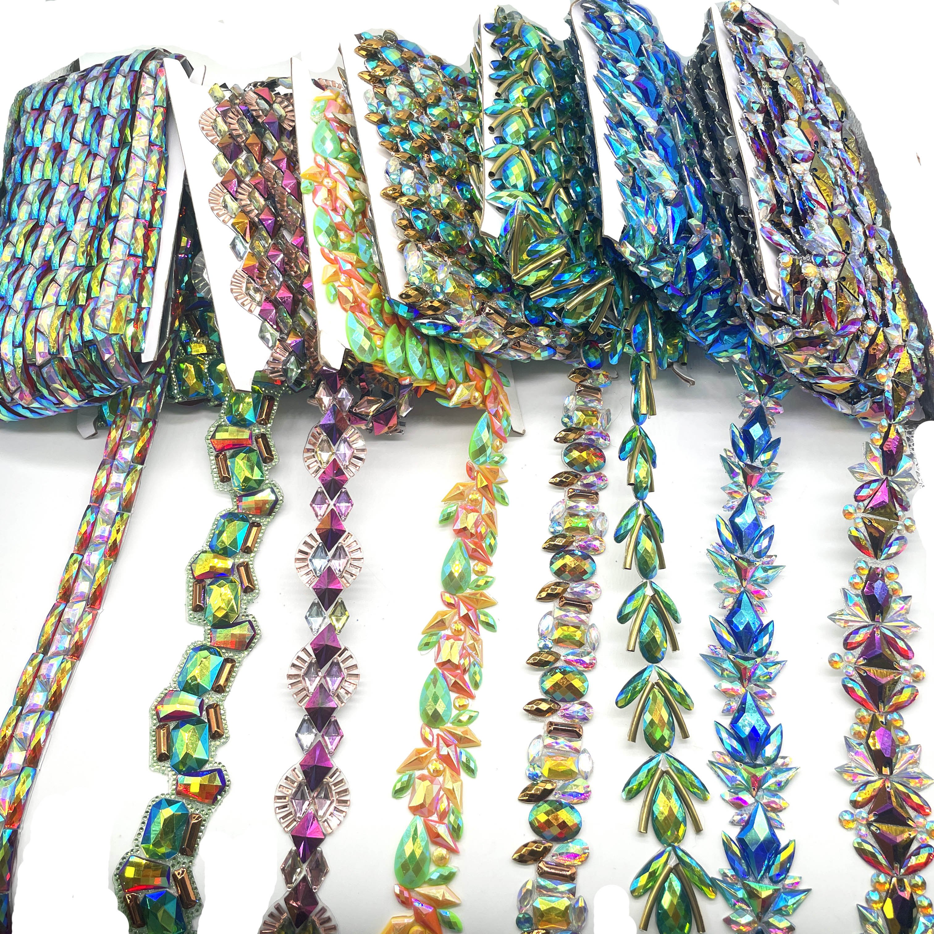 Crystal Rhinestone Trim & Hot Fix Applique on Roll for DIY Carnival Dresses Shoes Bags Clothes