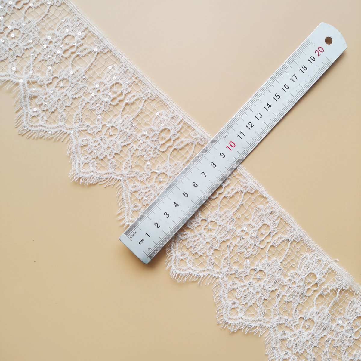 Manufacturers Wholesale High Quality French Lace Trim Embroidery Lace Ribbon White Polyester Sequin Lace Trimming Embroidery