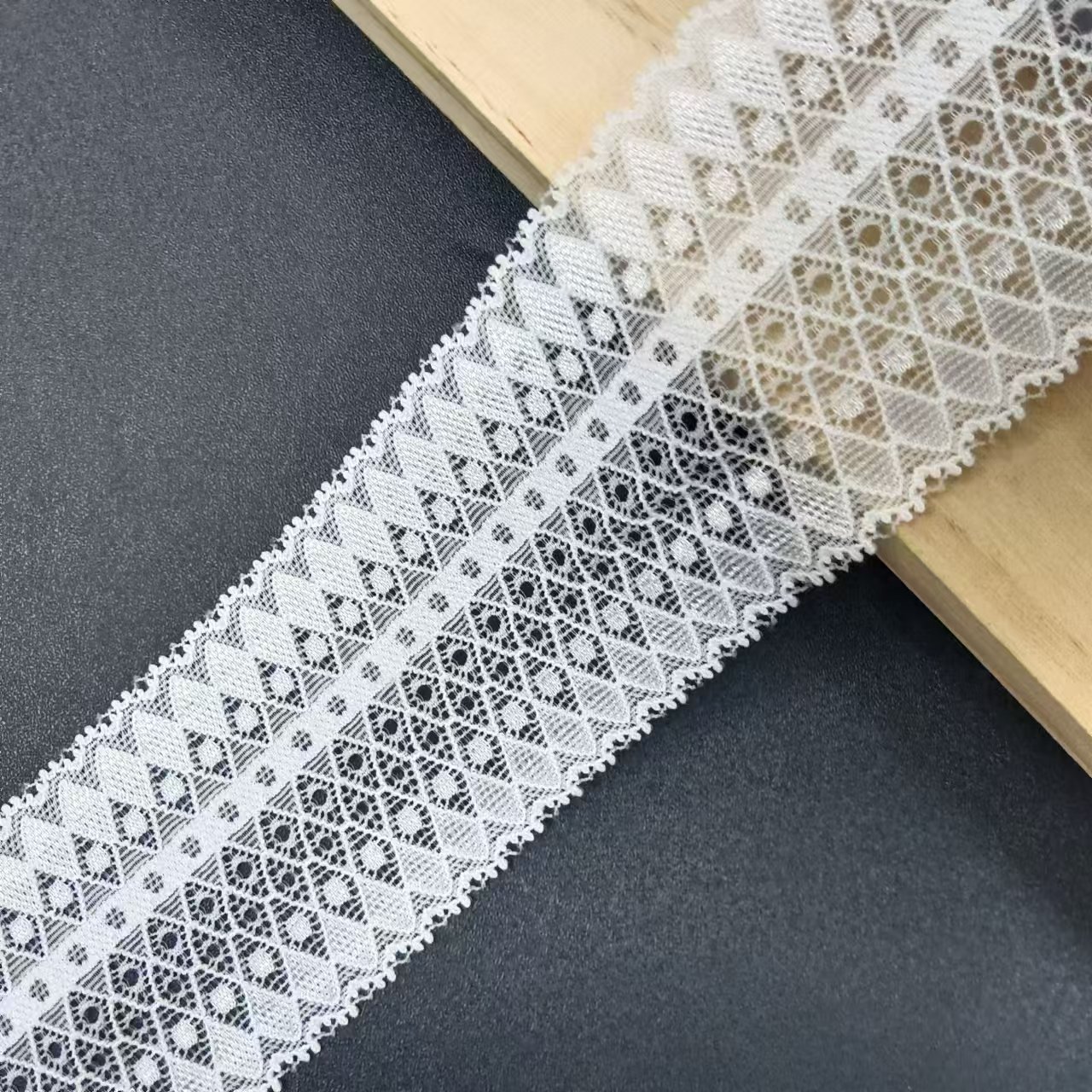 Elegant Voile 5.5cm Elastic Nylon Spandex Tulle Border Lace Trim Fabric for Women's Clothing Accessories