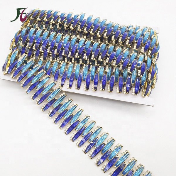 New Design Sew-On Decorative Resin Beaded Trimmings Promotion Rhinestone Trims for DIY Carnival Costumes
