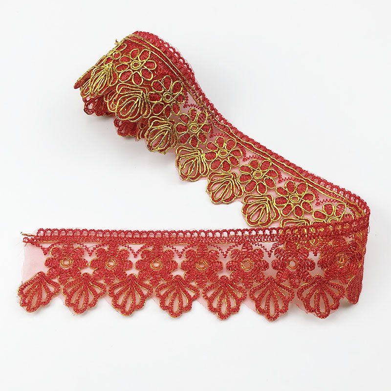Hot Sale Gold Thread Organza Lace Trim Many Colors Luxury Embroidery Gold Lace Trim For Wedding