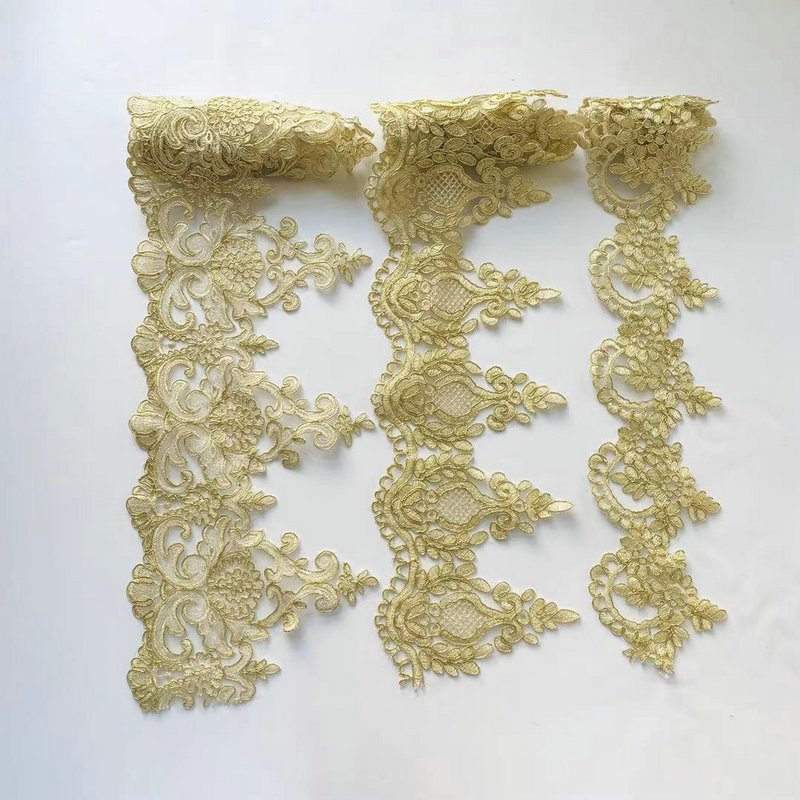 Custom Made Embroidery guipure lace decoration Gold Lace Trim for garment decoration