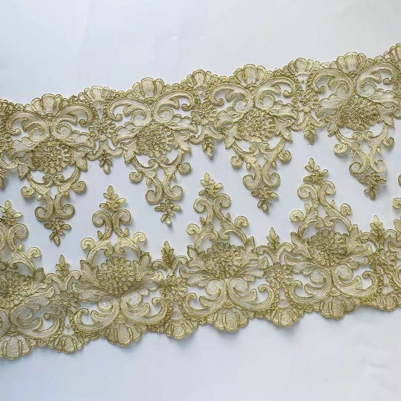 Custom Made Embroidery guipure lace decoration Gold Lace Trim for garment decoration