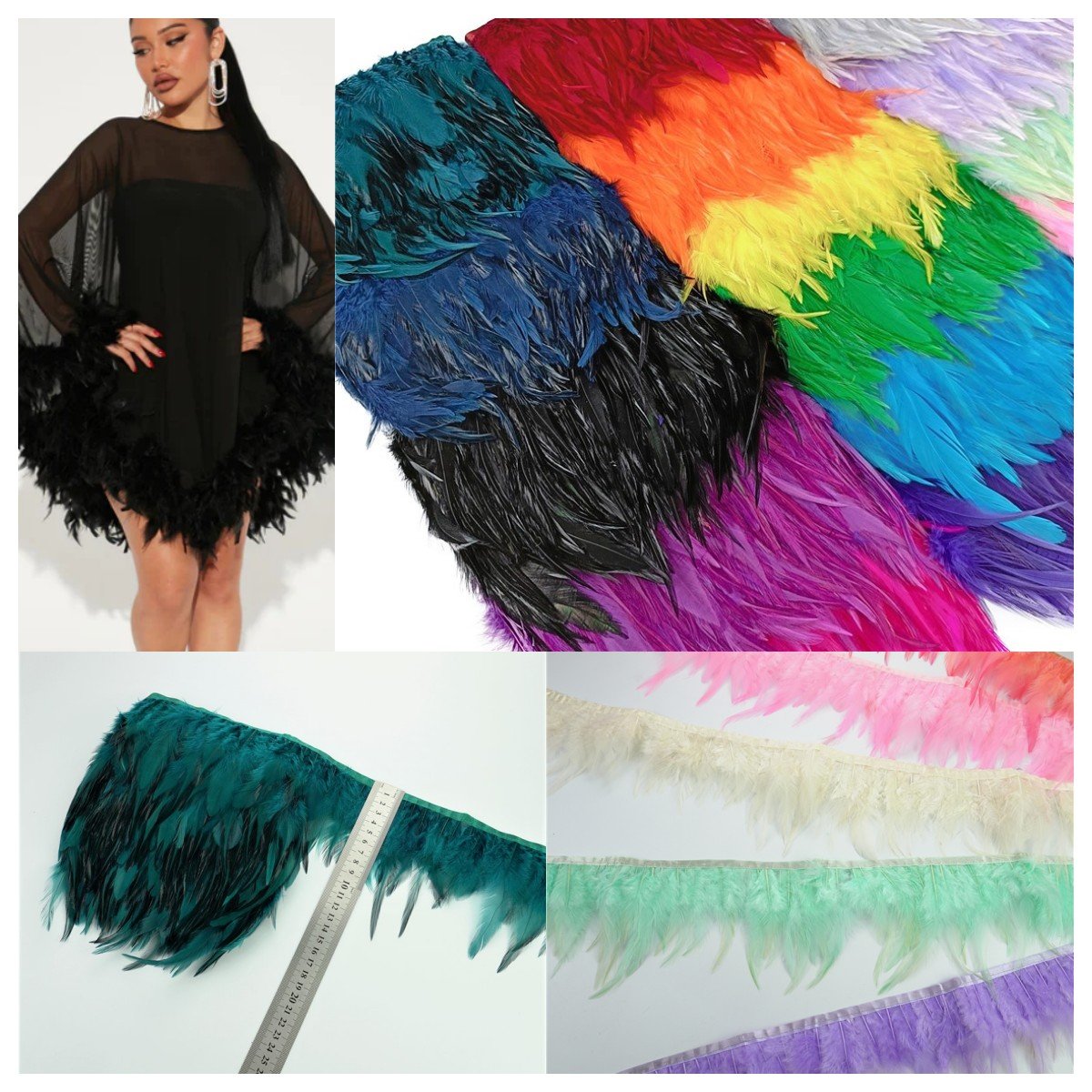 Wholesale saddle pheasant feather trims rooster fringe ribbon for Needlework and Handicrafts DIY Wedding Party Decoration