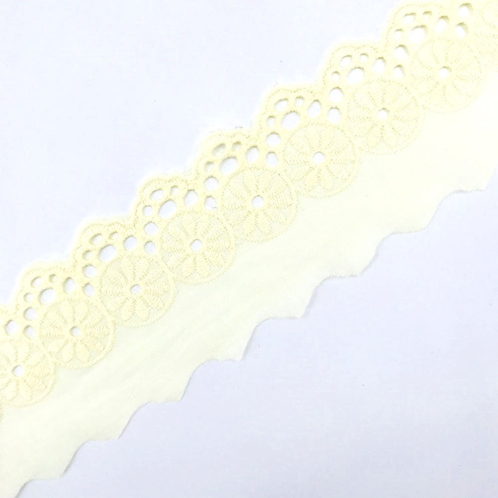 New style 100% Polyester Embroidered Bridal Cotton Lace Trim
