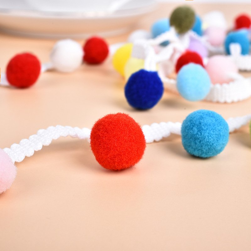 Factory direct sale multicolor pompom lace trim fabric
